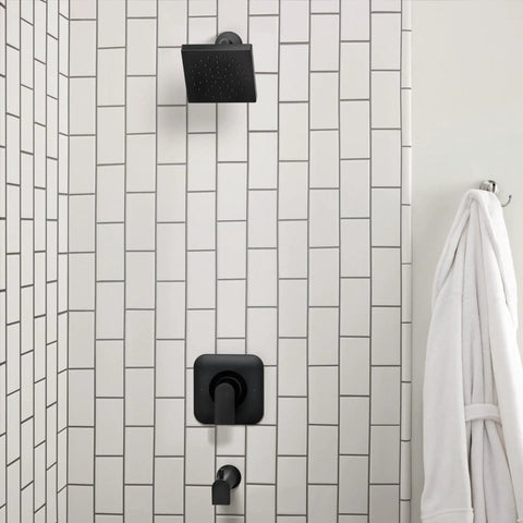 Genta LX Matte Black Shower Lever Handle With Pressure Balancing Design Posi Temp Valve Required Model T2471BL in modern bathroom