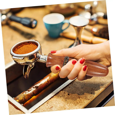 Espresso Portafilter Handle Replacement For Coffee Machines 5.9 Inch Wooden Grip Italian M10 Compatible in use over sink