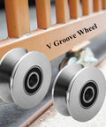 Beefy Build Sliding Gate Rollers With Stainless Steel V Groove Wheels And Cable Pulley Block Quiet Smooth Operation For Barn Doors V Shaped Rail Wheel Plate Caster With Bearing Durable Track Hardware Kit