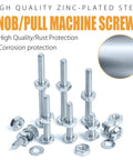 Number 8 32 Phillips Head Machine Screw Assortment Kit With Zinc Plated Steel Bolts Nuts And Washers For Cabinet Doors And Drawers 705 Piece showing zinc-plated machine screws and nuts.