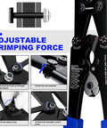 Wire Rope Crimping Tool Kit With Built In Cutter And Swaging Tool Pro Grade Crimp Loop Sleeve from 3/64 Inch to 1/8 Inch instructions