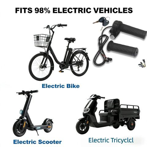 Full Twist Throttle Grip With 2 Keys For E Bikes, Smooth Acceleration, Ergonomic Handle, Fits Ridstar Q20 Q20 Pro Q20 Lite H20 H26 Pro And Most E Bikes On Standard Seven Eighths Inch Handlebars, Black