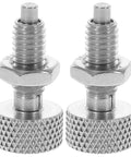 Premium Quality Two Piece Stainless Steel Indexing Plungers With Knurled Grip Handles showing a close-up of the snap locking pins.