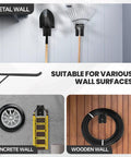 14 Inch BeefedUp Heavy Duty Garage Hooks With Support Rods Four Pack Steel Wall Mount Hangers for tools on various wall surfaces
