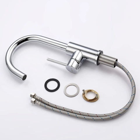 Compact Chrome Bar Faucet With Single Hole Design, One Handle Control, stainless steel wet bar sink tap with installation parts