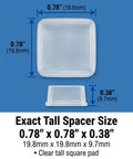 Clear Tall Square Self Adhesive Rubber Feet Pads 0.78 Inch Wide By 0.38 Inch High exact size diagram