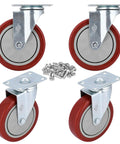 Heavy Duty 5 Inch Swivel Caster Wheels Set Of 4 No Noise 360 Degree Plate Caster With High Load Capacity 1500 Lbs Total Quiet Rolling Durable PVC Wheels With Ball Bearings Dust Covers Without Brake