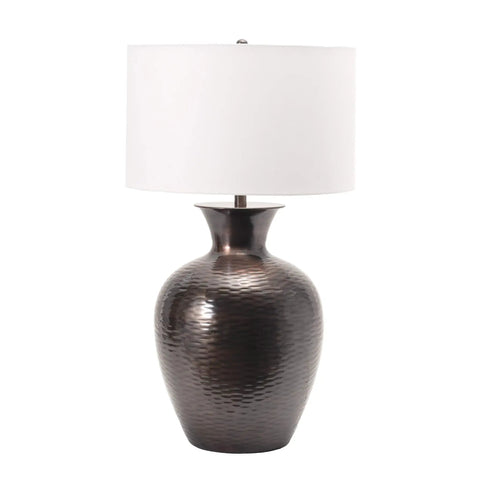 Atmore 27 Inch Iron Table Lamp In Copper Finish With Cotton Drum Shade For Cozy Mood Vibe Lighting On Living Room End Tables Bedroom Or Entryway 3 Way Switch Modern Farmhouse Style