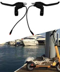 108PDD Ebike Brake Lever Set With 2 Pin Male Levers near scooter by water, black aluminum alloy, 17cm length for electric bike
