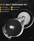 Top Notch Serpentine Belt Tensioner Idler Pulley Kit Fits Ford Ranger V6 3.0L And Mazda B3000 1997 To 2006 With OE Numbers Like 338385 For Smooth Ride. drive belt tensioner kit with black pulley and silver metal arm