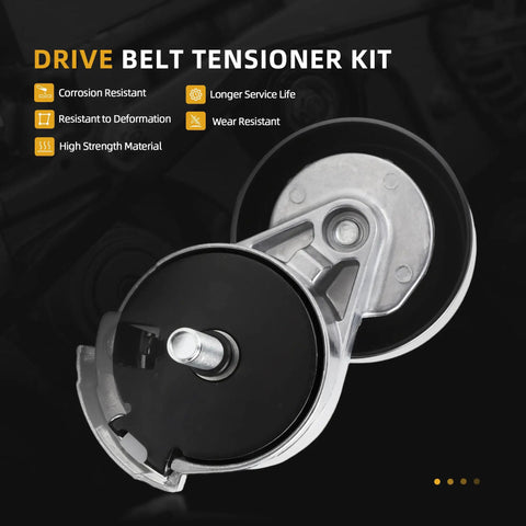 Top Notch Serpentine Belt Tensioner Idler Pulley Kit Fits Ford Ranger V6 3.0L And Mazda B3000 1997 To 2006 With OE Numbers Like 338385 For Smooth Ride. drive belt tensioner kit with black pulley and silver metal arm