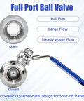 2 Pack 1 Inch Stainless Steel Ball Valve Full Port Shut Off With Locking Device NPT Female X Female 304 Stainless Vinyl Handle