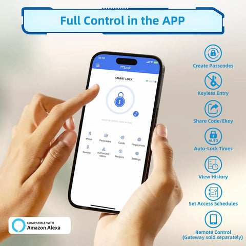No Sweat Smart Keyless Door Lock With Fingerprint Scanner And Backlit Keypad Auto Unlock App Access Alexa Control Card Backup Tight Security Smooth Operation For Home And Office