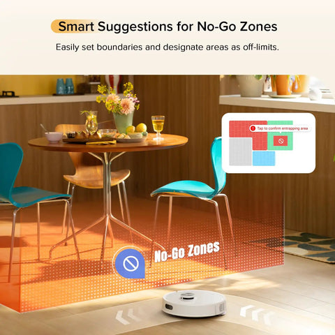 Q7 M5 Smart Vacuum And Mop Combo with 10,000 Pa suction setting no-go zones in kitchen with LiDAR navigation