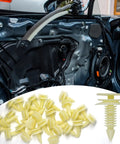 Tough As Nails 30 Pcs Beige Nylon Door Trim Panel Retainer Clips, featured with installation inside a car door.