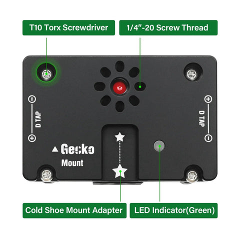 Power Up Your Ring Grip Setup With D Tap And USB C PD Compatible With Tilta Basic And Advanced Ring Grips And DJI RS2 RS3 Pro RS4 RS5 Ring Grip Power Upgrade For Pro Filmmakers And Onset Crews showing front view of power module with screw mounts and LED indicator