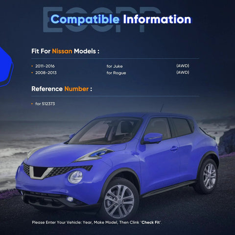 Nissan Juke AWD 2011-2016 compatibility information for Rear Wheel Hub And Bearing Assembly 512373