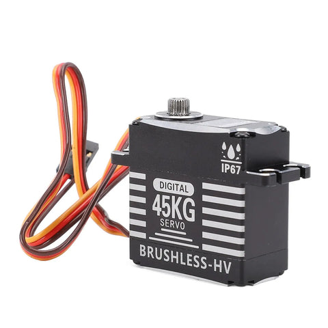 Heavy Duty 180 Degree Brushless Servo Delivering Beast Mode 45kg Coreless Motor Power and Full Steel Gears built for RC cars.
