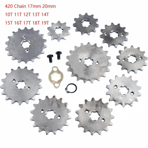 Top Shelf 12T 420 Chain Front Sprocket For 50CC 70CC 90CC 110CC Mini Bike Go Kart Solid Steel 17mm Bore sprockets and screws