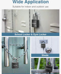 Two Pack Keyed Padlocks With 3 Keys Alike, 7/8 Inch Hardened Steel Shackle, Heavy-Duty Locks shown on school locker, gate, fence, shed