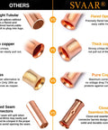 Comparison of straight tubular vs flared opening, thin copper vs thick copper, brass vs pure copper, butted seam vs seamless barrels in 0 Gauge Bare Copper Butt Splice Connectors Kit, 12-Piece Non-Insulated Seamless Barrel Crimp Terminals For Solid Or Stranded Wire, 1/0 AWG, Heavy Duty 600V Rating, Crimp Or Solder Ready.