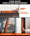Heavy Duty Boss Level 18 Inch Torpedo Level With Reinforced Aluminum Body And Bright Green Bubble Vials for precise 180° measurement on surfaces.