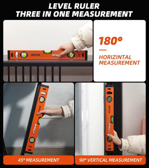 Heavy Duty Boss Level 18 Inch Torpedo Level With Reinforced Aluminum Body And Bright Green Bubble Vials for precise 180° measurement on surfaces.