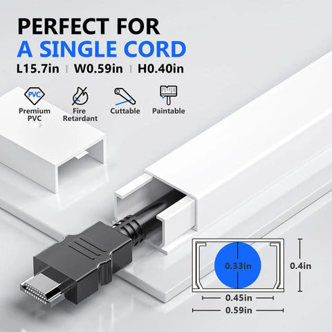 One Cord Wire Hider For Walls 142 Inch Paintable Cable Cover Raceway White showcasing cable hiding and dimensions
