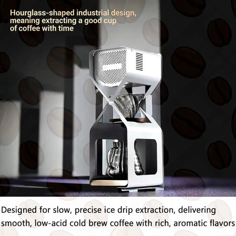 Next Level Electric Ice Drip Coffee Maker And Digital Cold Brew Machine With Hella Smooth Led Touchscreen Temperature Control And Adjustable Flow Rate, hourglass design.