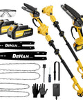 4-In-1 Electric Pole Saw With 9.2 Ft Reach, 6-Inch And 8-Inch Cordless Chainsaw, Includes 2x4.0 Ah Batteries, Extension Pole, Accessories