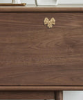 Luxurious Vintage Brass Bow Drawer Handles For Furniture And Boxes. Small gold bow pull on wooden dresser front.