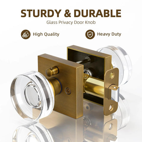 Crystal Glass Door Knobs With Lock In Antique Brass Privacy Door Knobs For Bedroom And Bathroom Retro Vibe Interior Door