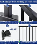 Top Shelf Aluminum Stair Railing Kit For Outdoor Decks And Porches Thirty Six By Seventy Two Inch modular handrail set detailing snap-lock and adjustable brackets.