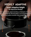 User holding 58 Mm Universal Distributor above ground coffee, demonstrating flexible adjustable needle for even prep.