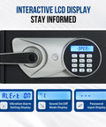 Home Biometric Safe 1.0 Cub with Fingerprint Access, 10-Digit Keypad, LCD Screen displaying open status, close-up view