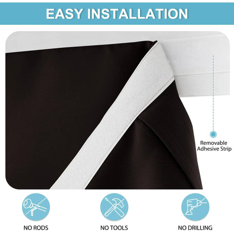 Sightlight French Door Curtains For Privacy And Thermal Insulation, Easy One Minute Install With Adhesive Straps, No Drill Required