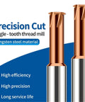 Heavy Duty Solid Carbide Single Tooth Thread Mill Cutter For M10 X1.5 Threads, professional grade tungsten steel cutting tool.