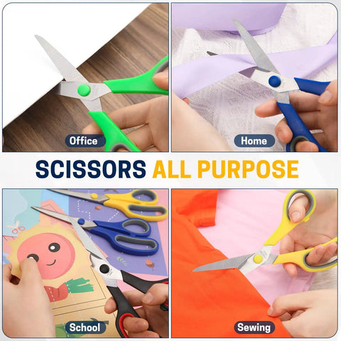 24 Pack Bulk 8 Inch All Purpose Heavy Duty Scissors Workhorse For Office School And Home With Stainless Steel Blades And Soft Grip Handles