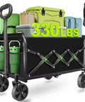 Foldable Wagon Cart With Wheels For Outdoor Adventures, Collapsible And Portable Utility Wagon With 125L Capacity, Capable Of 360 Lb Load, loaded with camping gear