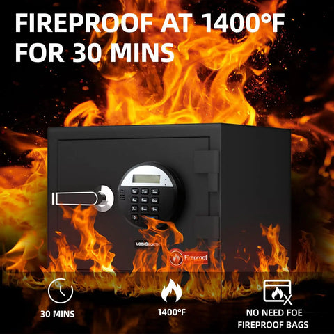 1.2 Cubic Feet Fireproof Safe Box With Digital Keypad Alarm System For Home And Office Use Protecting Money Jewelry Documents