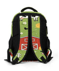 Back view of Green Grass Farm Cartoon Printed Unisex Backpack With Large Capacity Durable Polyester Breathable Dope Everyday School Backpack