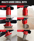 Collage of multi-use drill bits from Killer 13 Piece Tile Hole Saw Kit With Vacuum Brazed Diamond Bits For Porcelain, Tile, and Stone.