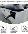 Premium 48V Delta Q Charger Receptacle Socket For Electric Golf Cart installed on chassis with heavy duty black plug.