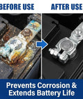 Before and after showing Heavy Duty Car Battery Terminal Connectors With Anti Corrosion Washers Galvanized Iron.