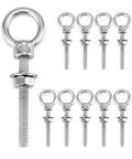 Ten Pack 316 Stainless Shoulder Eyebolts One Quarter Inch By Two Inch With High Corrosion Resistance And Four Hundred Pounds Working Load Limit