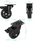 4 Inch Caster Wheels Set of 4 Heavy Duty Rubber Plate Casters Load Capacity Up To 1200lbs With Safety Brakes Lockable Swivel