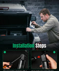 Heavy Duty 10 Inch Gas Struts 60 Lb Force 2 Pack Universal Truck Toolbox Lift Supports being installed in a truck toolbox.