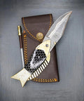 Damascus Fish Style Folding Knife With Ladder Pattern Blade Handmade Damascus Steel Pocket Knife For Everyday Carry
