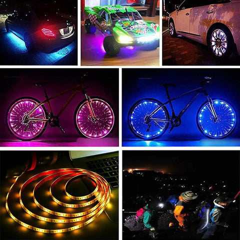 LED Strip Lights With 24 Keys Remote, Battery Powered 2 Meter Flexible Light Strip on bikes and cars for party vibe