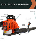 Backpack Gas Powered Leaf Blower With 52cc 550 CFM 3HP Two Stroke Engine Air Cooled Lightweight 13.6 Lb Grass Lawn Blower